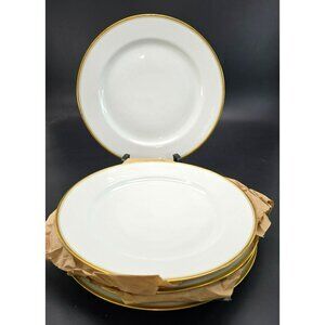 Haviland Limoges France White Lunch Plates With Gold Trim 8.5" Set of 5 CM2110